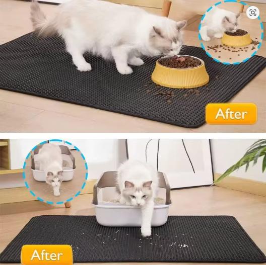 Large Cat Litter Mat Waterproof Double Layer Litter Trapping Clean Pad for Cat Litter Box Durable and Easy to Clean