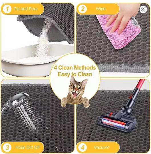 Large Cat Litter Mat Waterproof Double Layer Litter Trapping Clean Pad for Cat Litter Box Durable and Easy to Clean