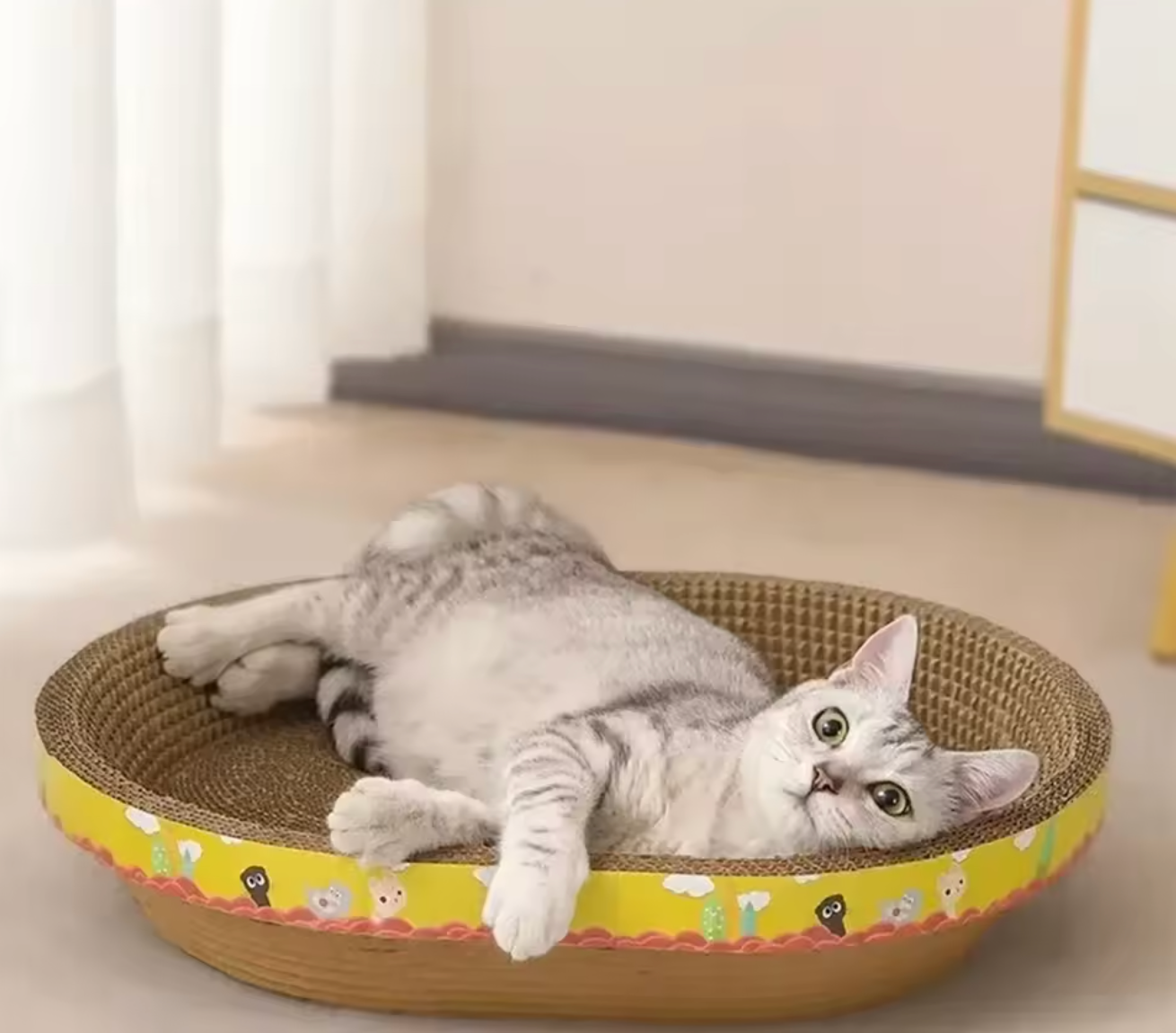 Cat Scratching Board Protect Furniture Grinding Claw Toys Oval Corrugated Paper Wear-resistant Cat Nest Cat Accessories