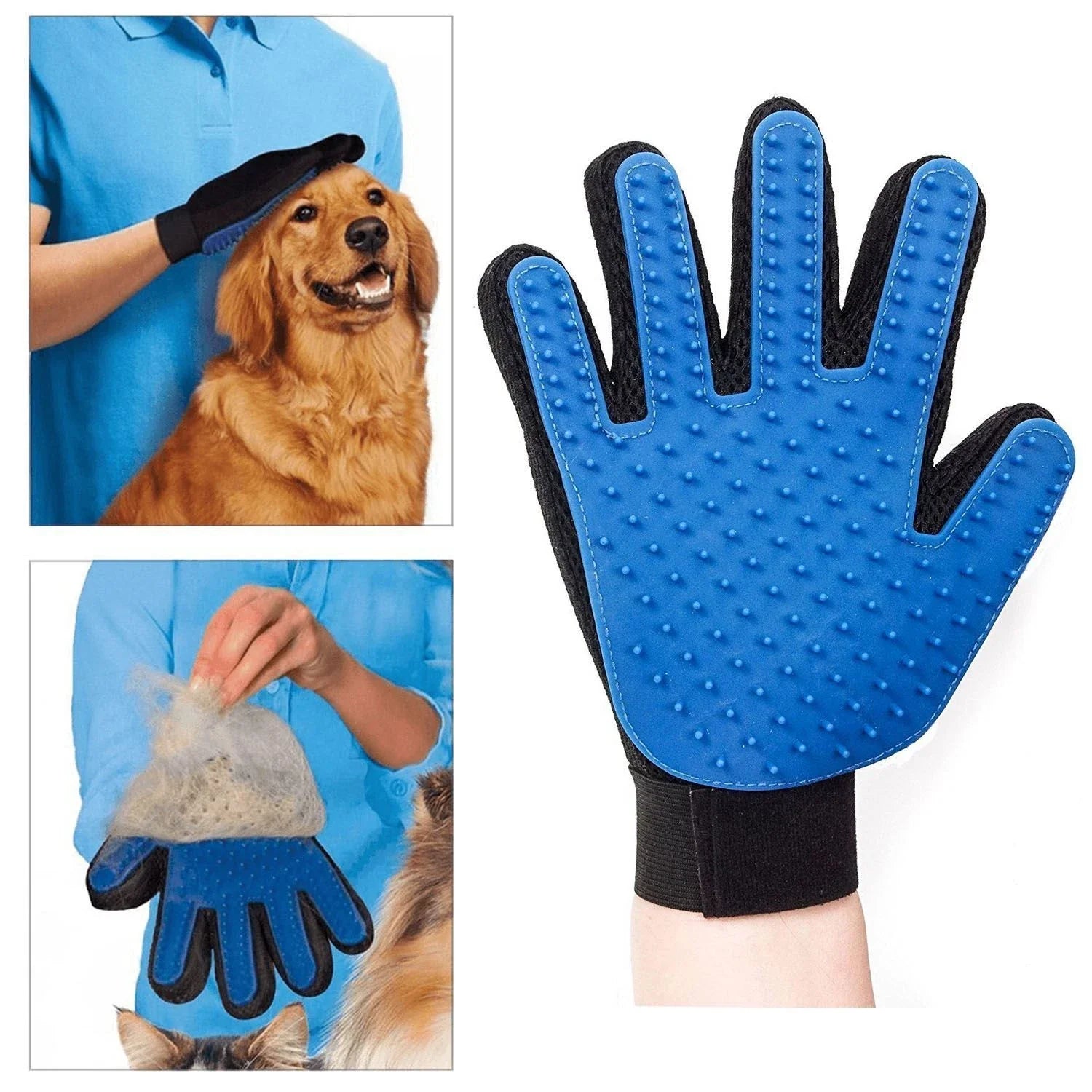 Pet Grooming Glove for Dogs & Cats – Hair Remover, Deshedding Brush & Massage Mitt
