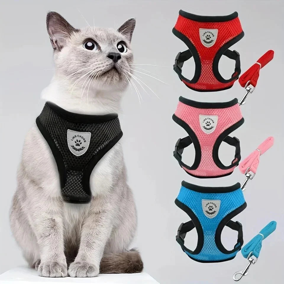 Pet Cat Harness Vest Walking Lead Leash for Cat Puppy Dogs Collar Adjustable UK